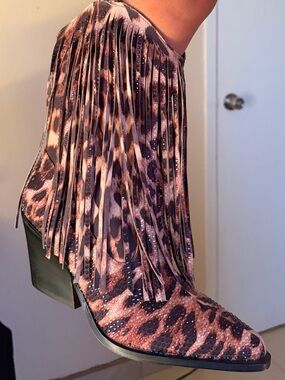 Jessica Simpson Brown Sequin Western Block Heel Booties